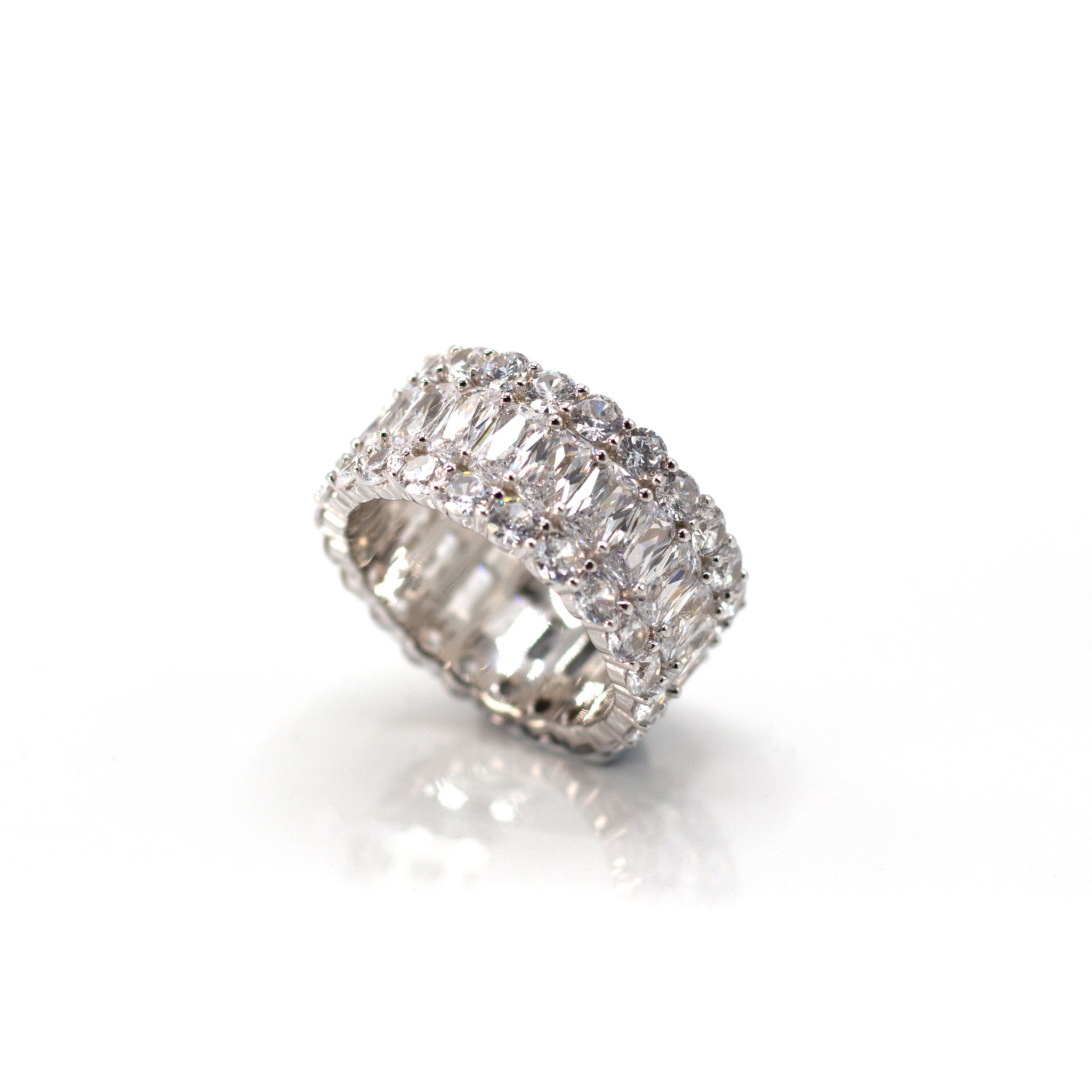 Oval Cut Band & Brilliant Zirconia Ring
