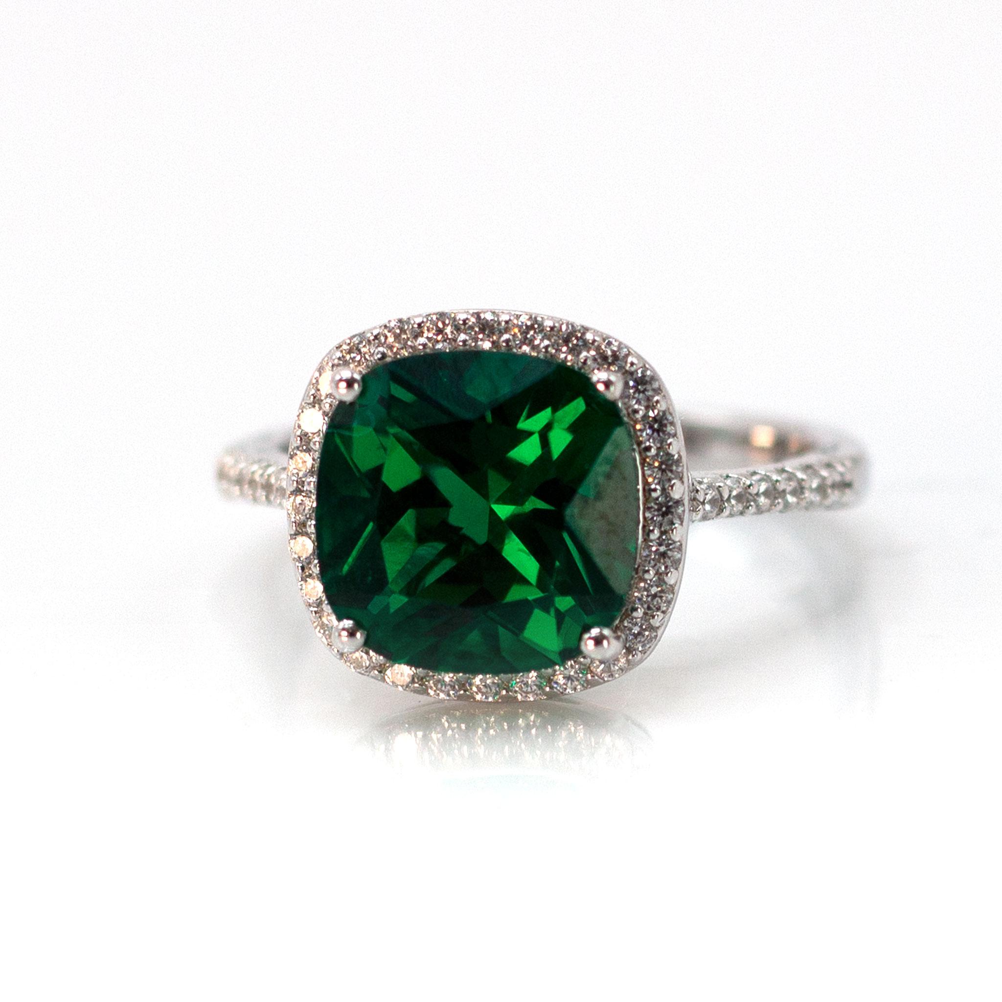 Sage Oval Halo Band Zirconia Ring
