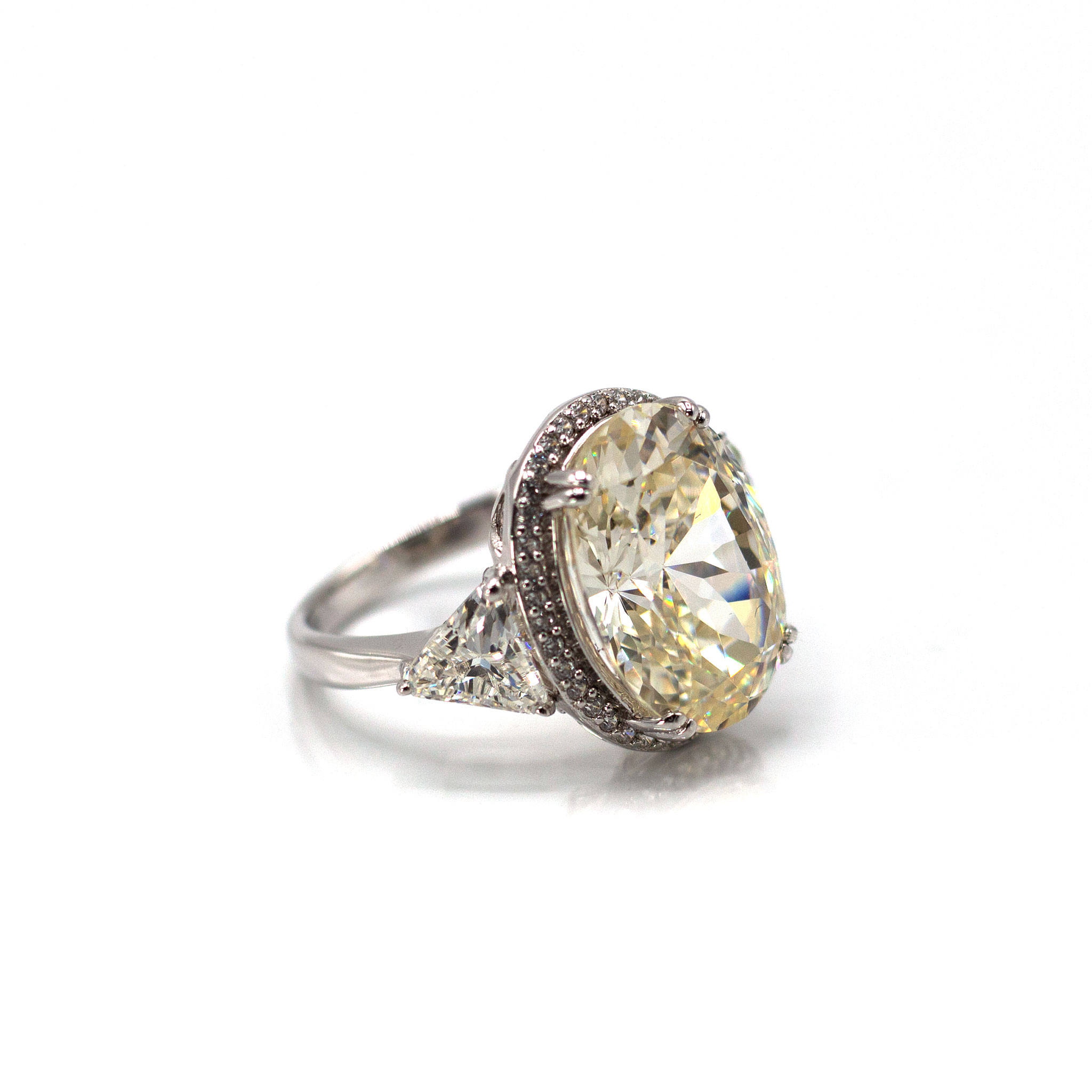 Oval & Trapezoid Smokey Zirconia Ring