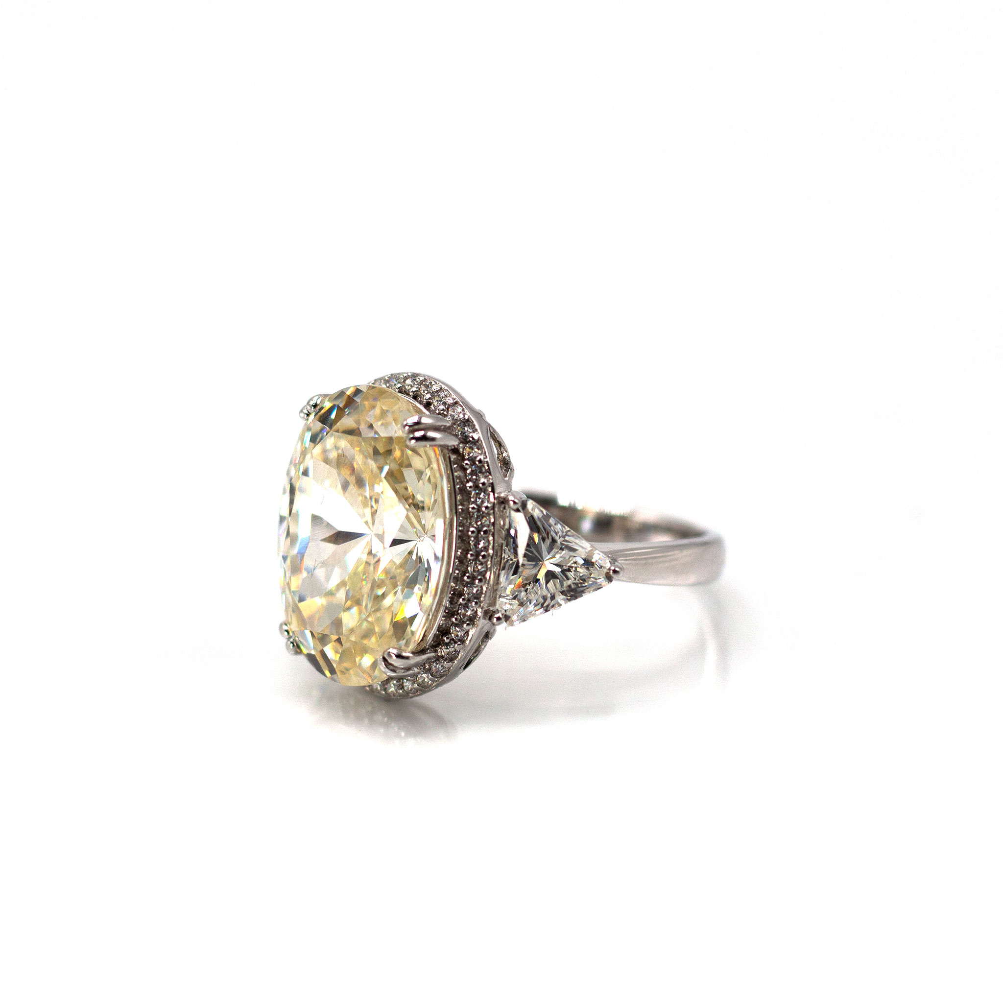 Oval & Trapezoid Smokey Zirconia Ring