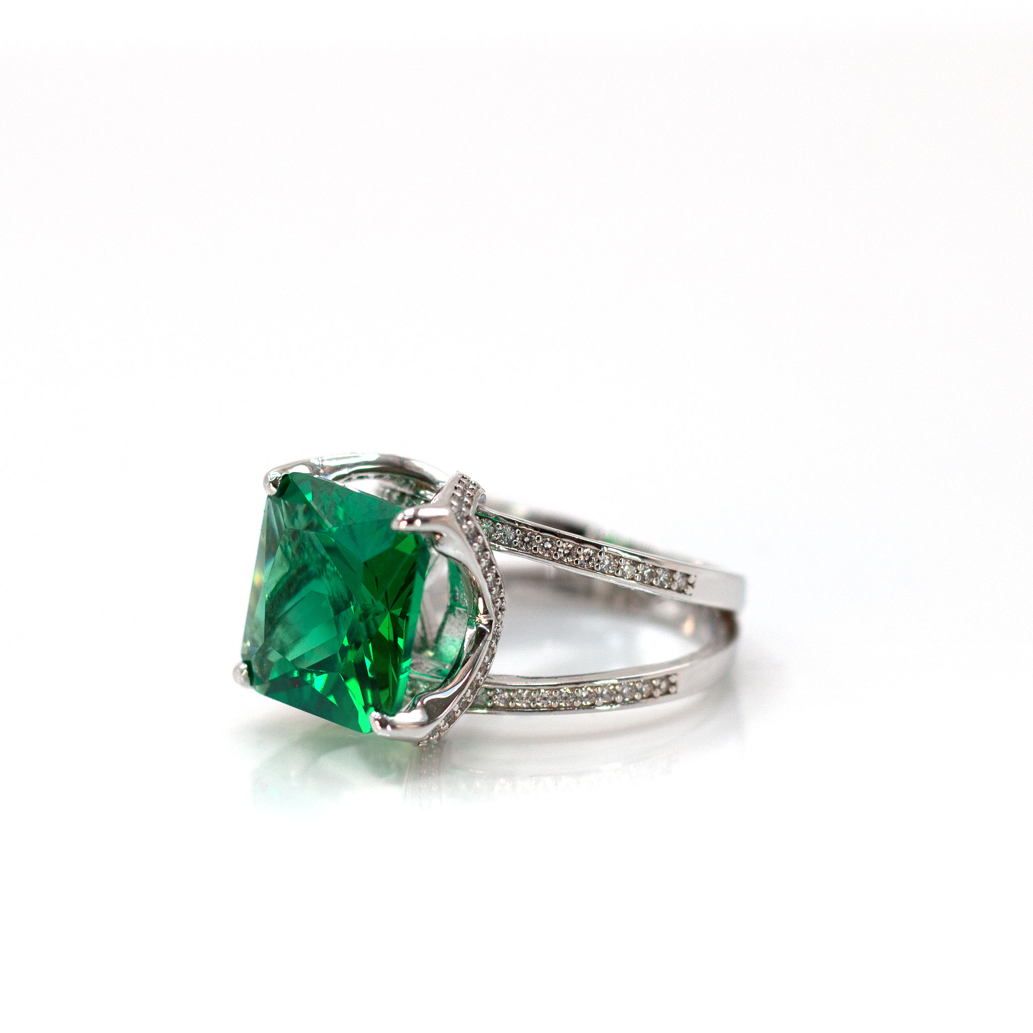 Dual Band Solitaire Zirconia Ring