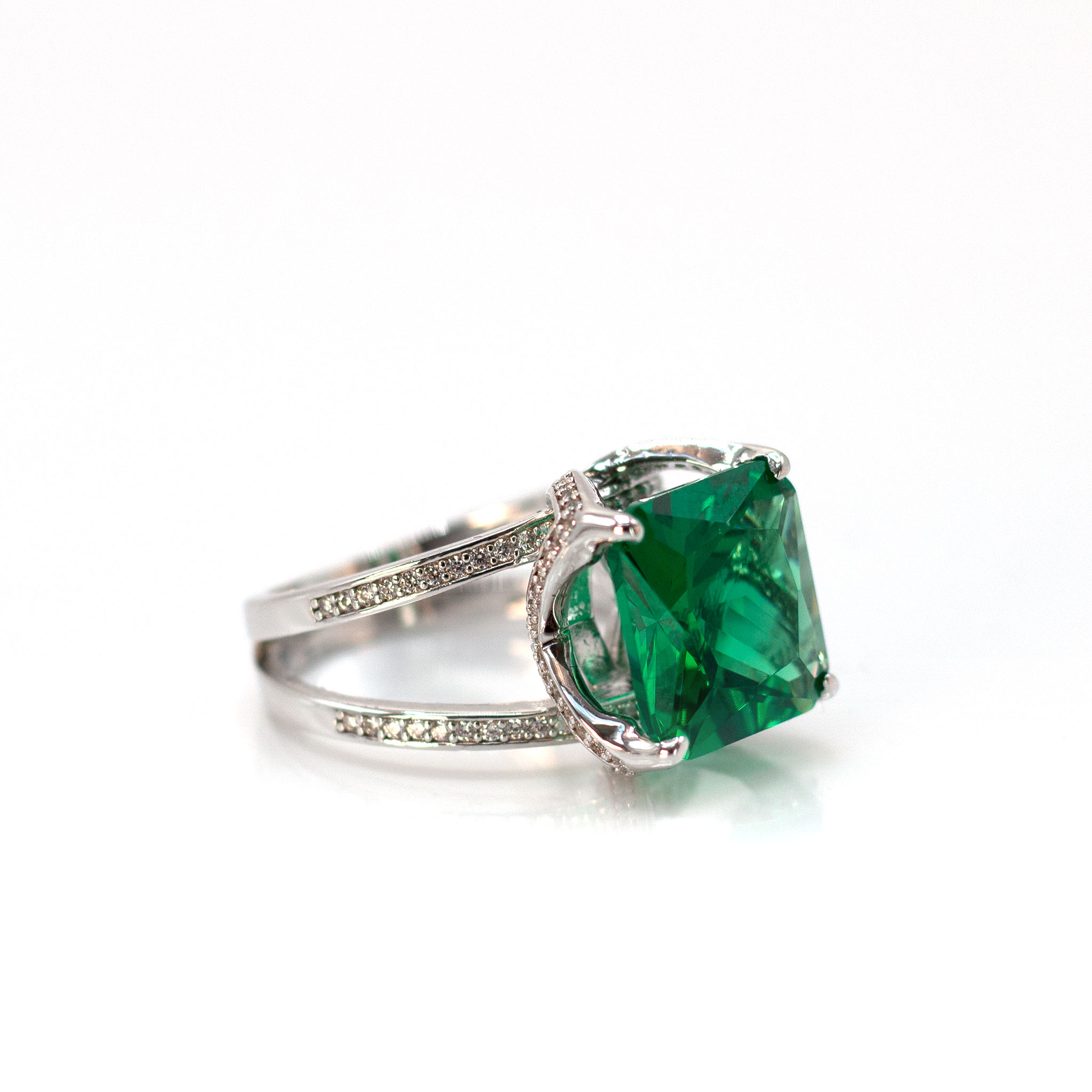 Dual Band Solitaire Zirconia Ring