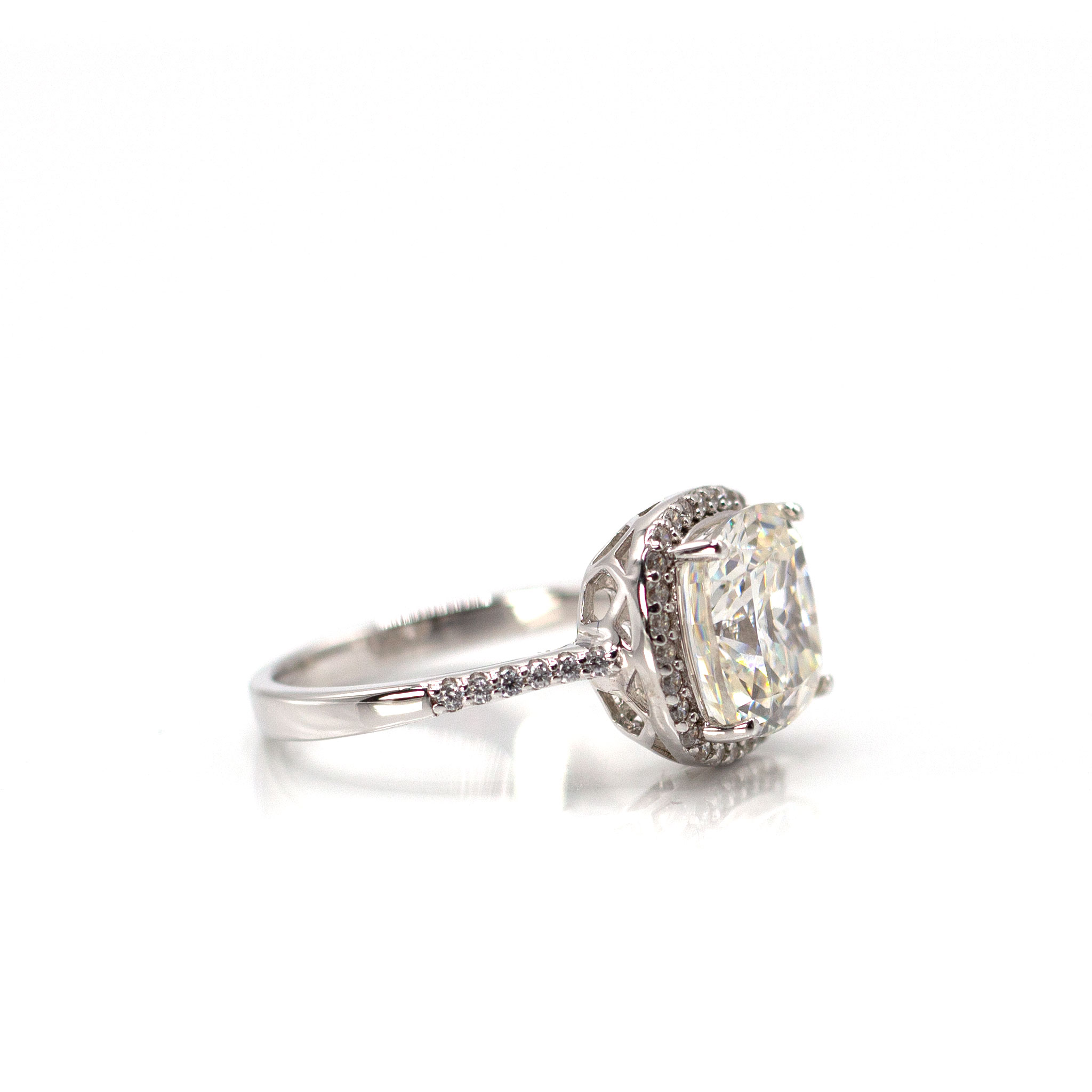 Radiant Cushion & Halo Set Zirconia Ring