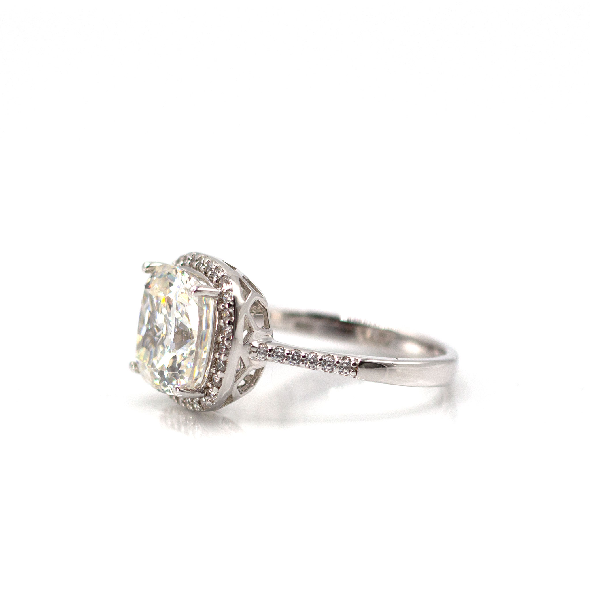Radiant Cushion & Halo Set Zirconia Ring